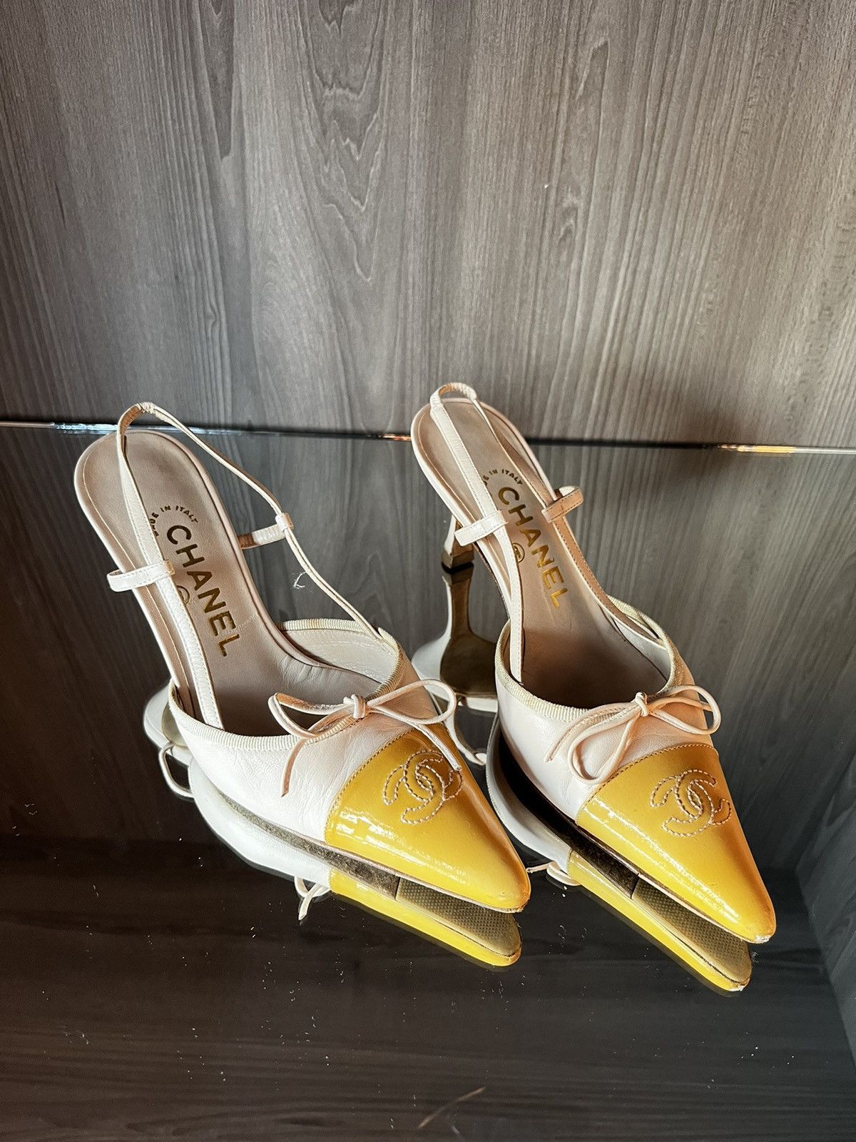 image of Chanel Kitten Sandals Heel Shoes in Beige, Women's (Size 5.5)