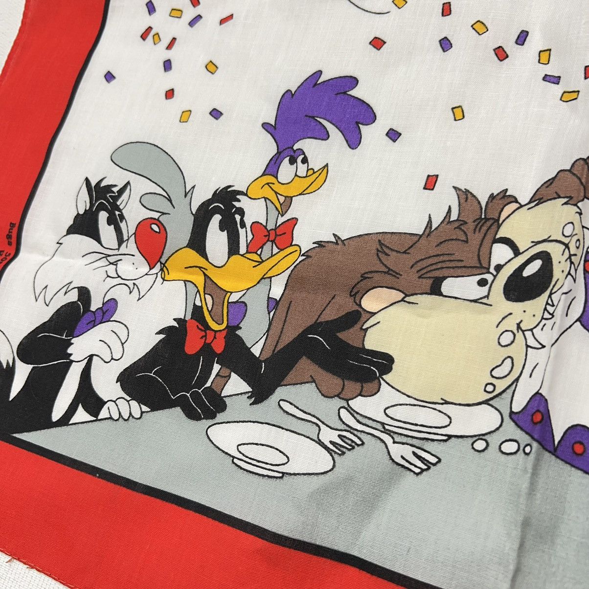 Vintage × Warner Bros VTG Looney Tunes Bandana Handkerchief Bugs Bunny 50th Size ONE SIZE - 4 Thumbnail