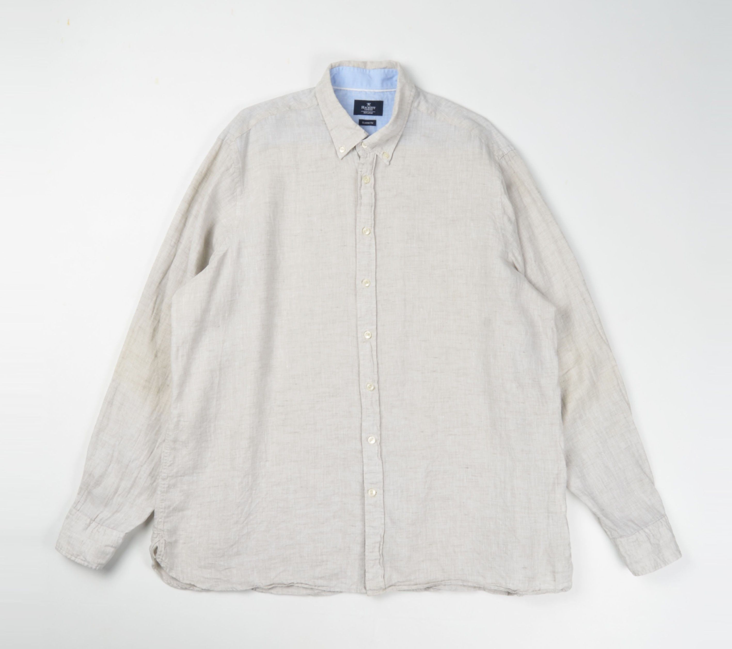 Hackett Men's Hackett London Light Gray Linen Button Down Shirt Size US XXL / EU 58 / 5 - 1 Thumbnail