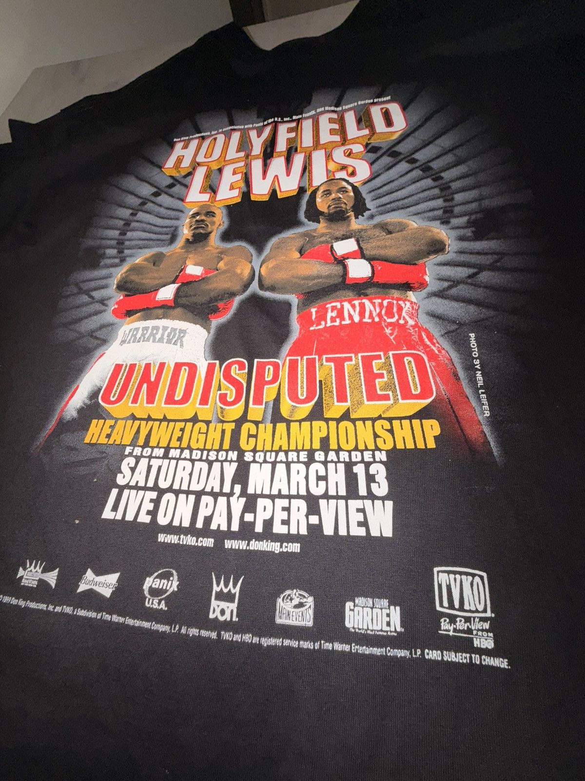 Rap Tees Vintage 1999 Holyfield Vs Lewis Boxing Promo tee Size US XL / EU 56 / 4 - 5 Thumbnail