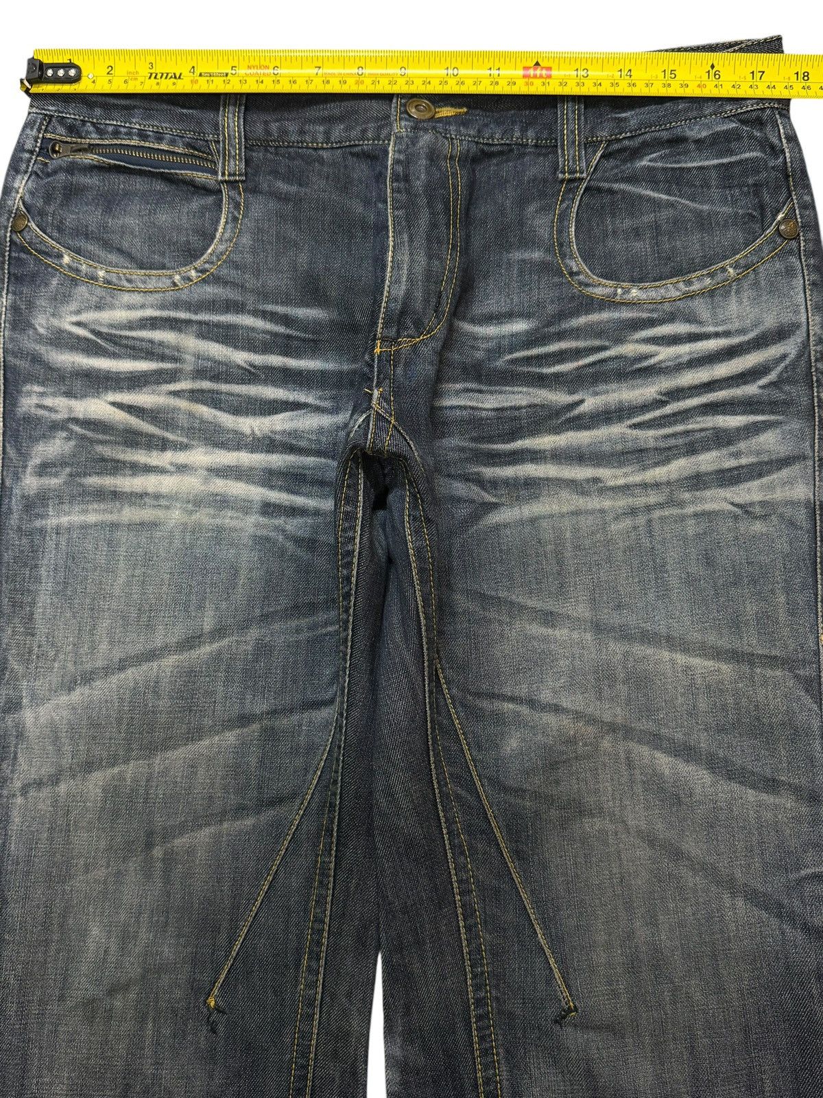 14th Addiction Vintage Y2K Japanese Brand Faded Wash Whiskers Spiral Leg Size US 34 / EU 50 - 7 Thumbnail