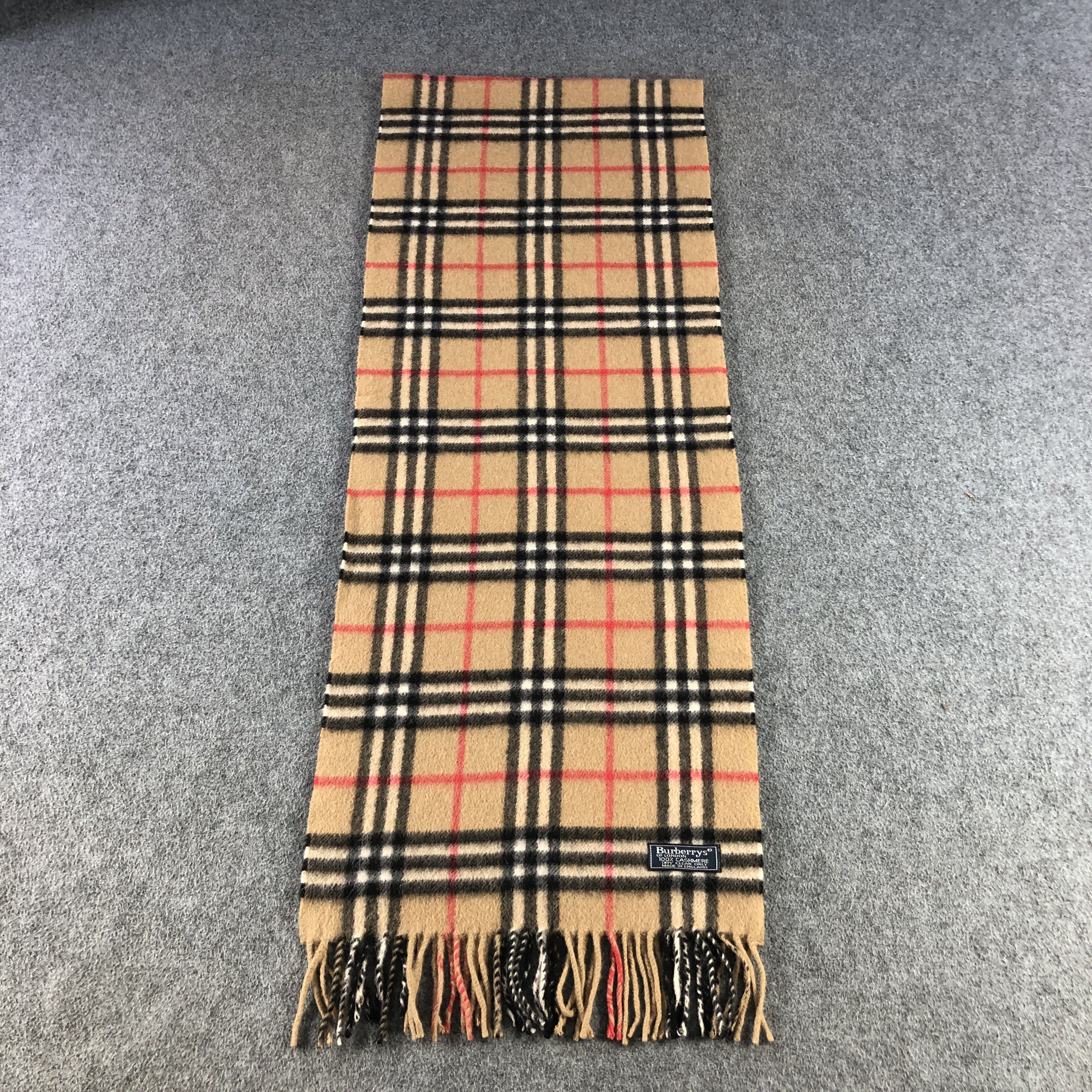 Burberry Burberry Tan Nova Check Cashmere Scarf Muffler V2891 Size ONE SIZE - 2 Thumbnail