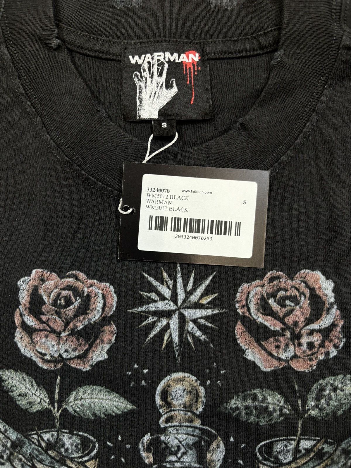 Vintage Warman Gothic Sacred Heart & Wings Graphic T-Shirt, Black Size US S / EU 44-46 / 1 - 6 Thumbnail