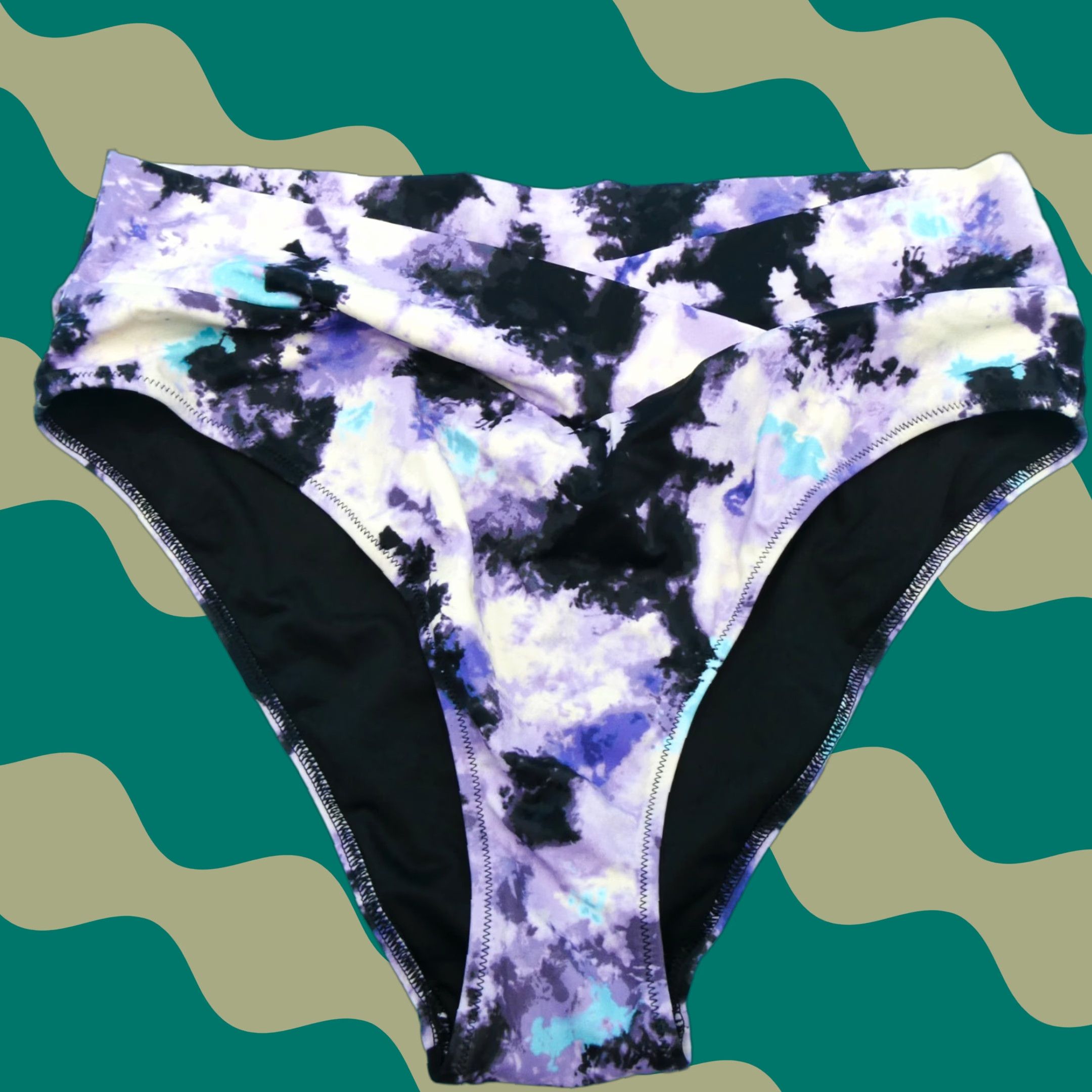 Viktoria's Secret XL Purple Tie Dye HiWaisted Brazilian Hipster Bikini Bottom Womens Beach Bottom Quick Dry New