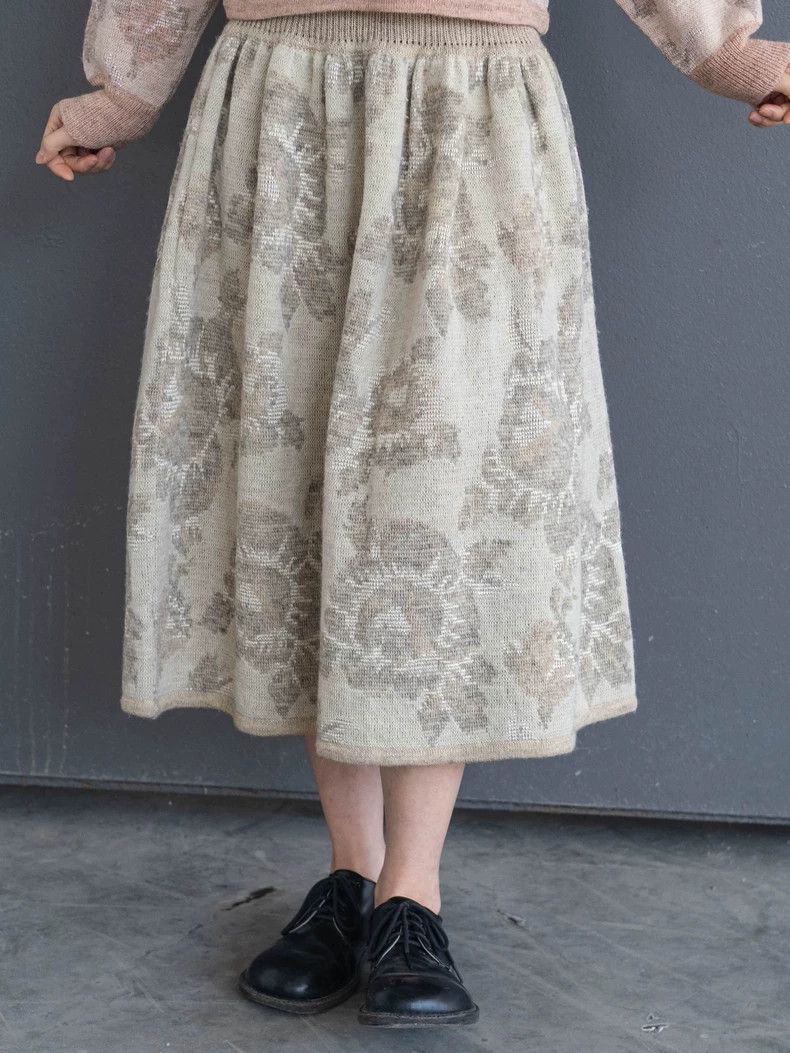 Kenzo KENZO Fine beige floral knit skirt Size 25" / US 0 / IT 36 - 7 Thumbnail