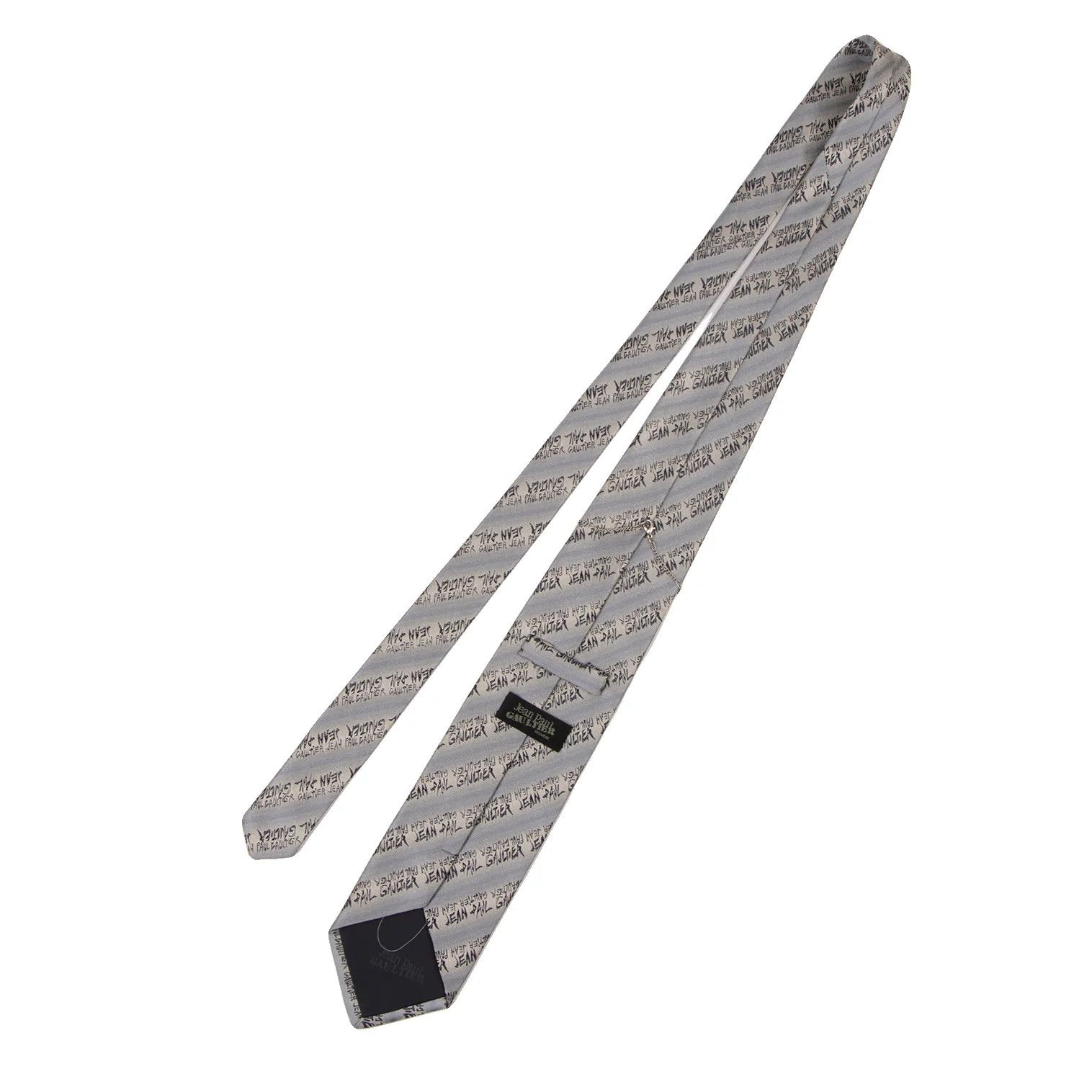 Jean Paul Gaultier Chain-Decorated Jacquard Tie in Gray and Navy Size ONE SIZE - 6 Thumbnail