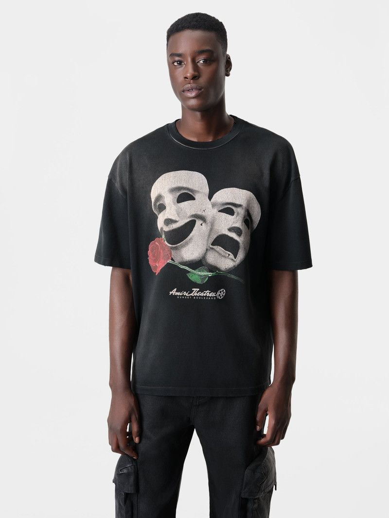 Amiri o1orln1125 Theatre Masks Oversized T-Shirt in Black Size US XL / EU 56 / 4 - 3 Thumbnail