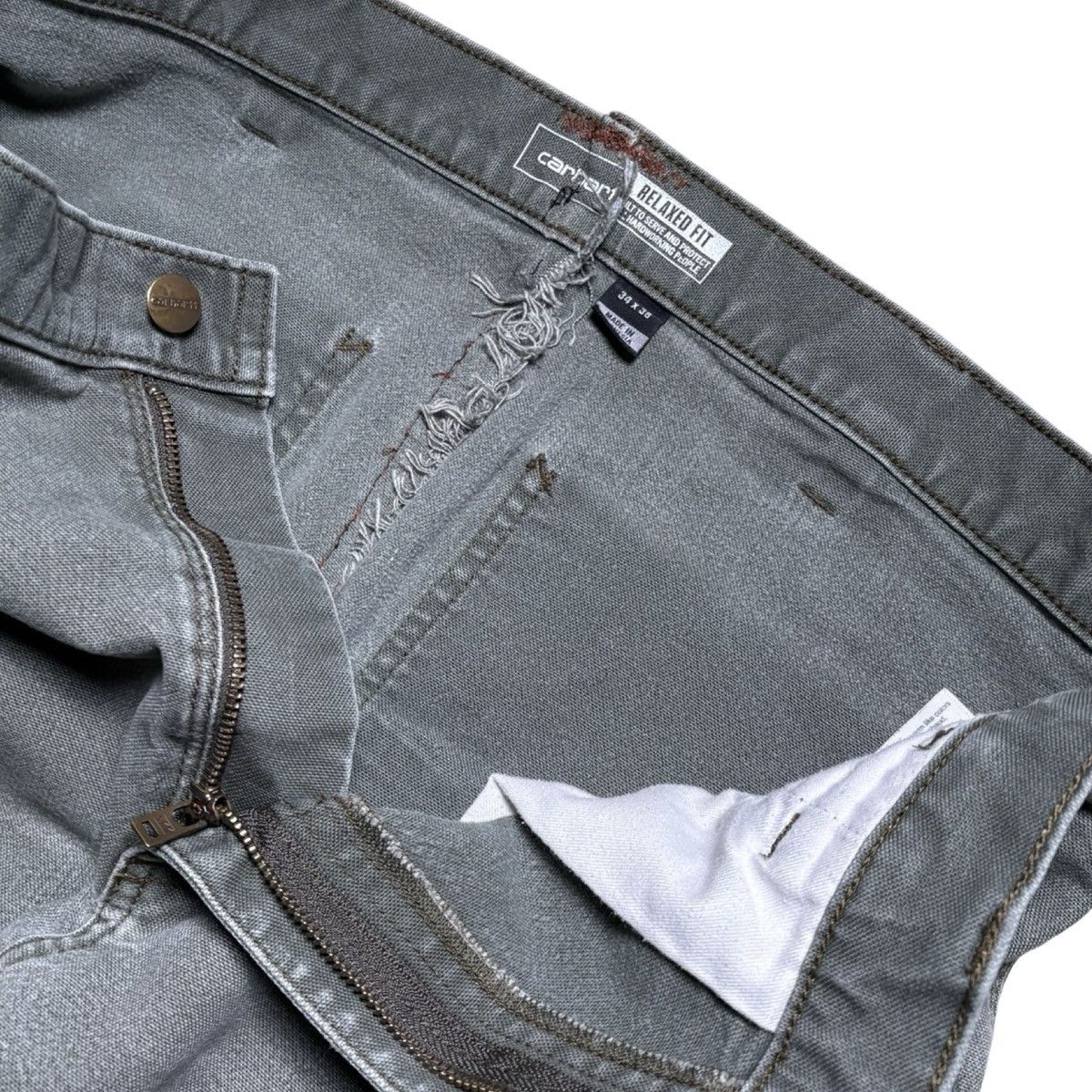 Carhartt Carhartt Carpenter Canvas Pants Olive Repaired Flaws 34X28 Size US 34 / EU 50 - 3 Thumbnail