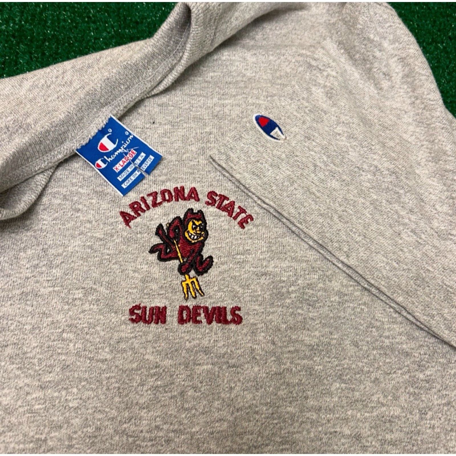 Champion VINTAGE Arizona State Sun Devils Embroidered Logo VTG Shirt Mens XL Champion 90s College Sports Gray Short Sleeve Size US XL / EU 56 / 4 - 3 Thumbnail