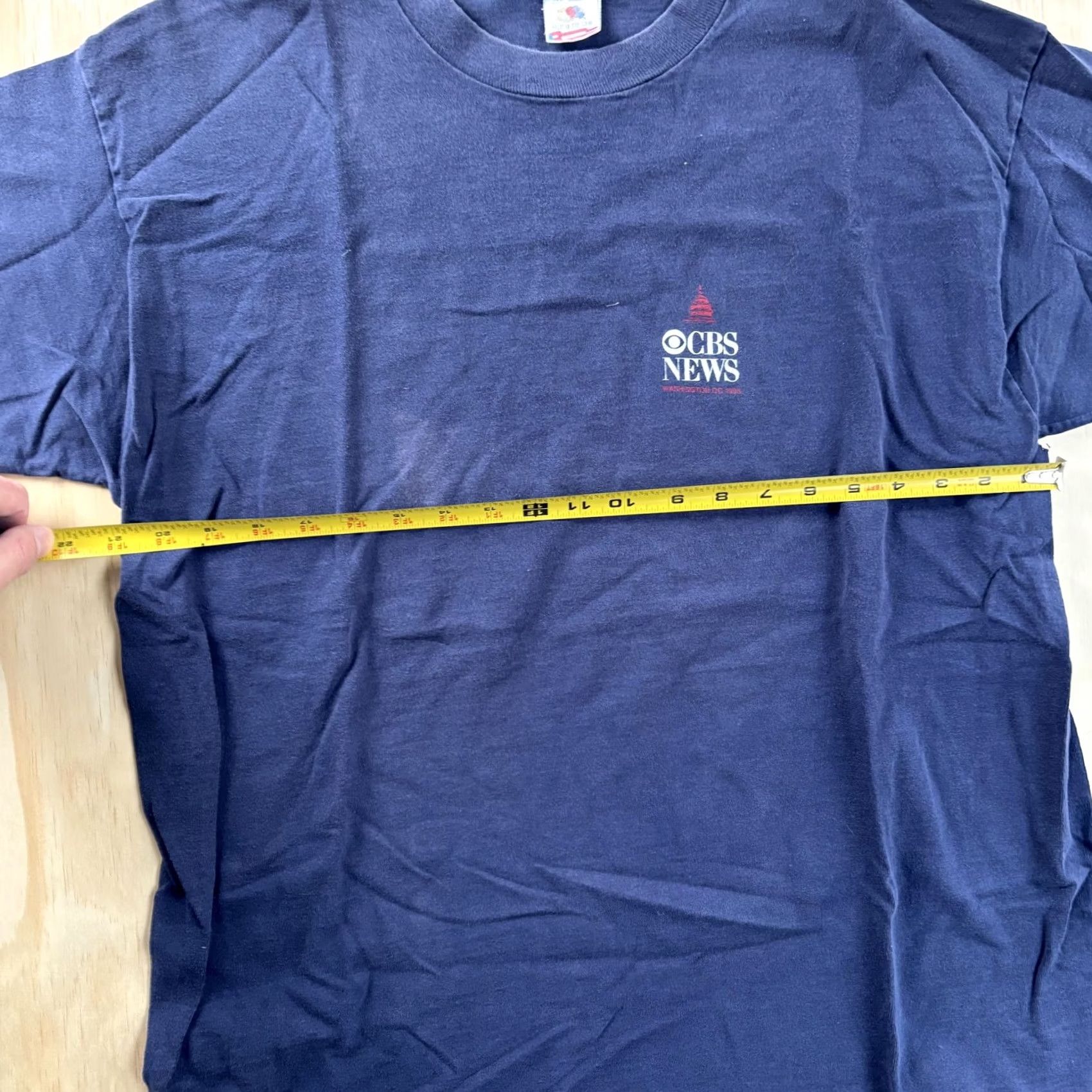 Fruit Of The Loom VINTAGE CBS News Shirt Mens XL Blue Fruit Of The Loom Logo Tee T-Shirt 90s Size US XL / EU 56 / 4 - 3 Thumbnail