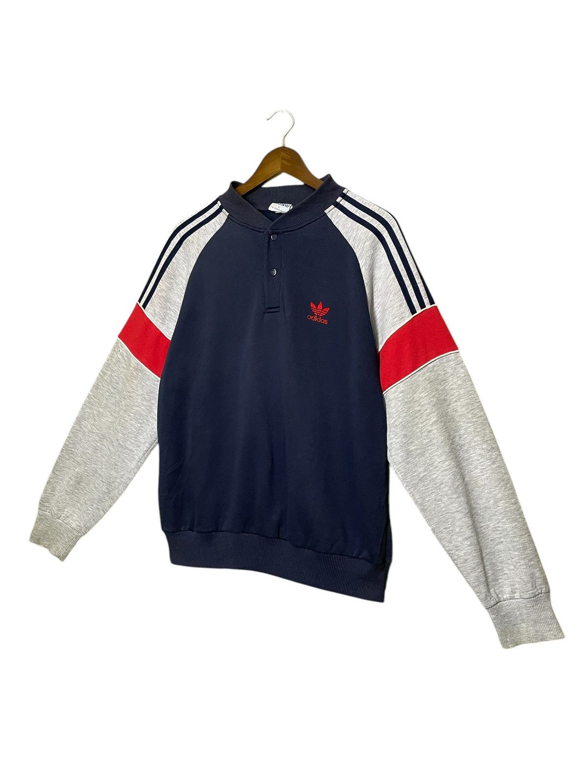 Adidas × Vintage 80s adidas half button embroidered small logo sweatshirt Size US M / EU 48-50 / 2 - 2 Thumbnail