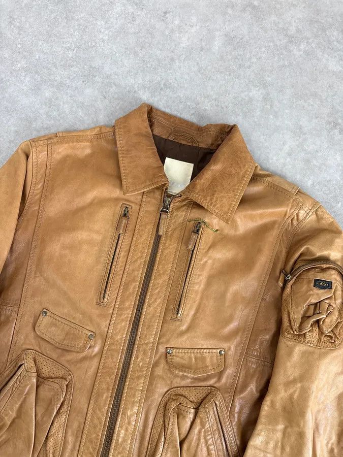 Diesel 2000s Diesel Camel Leather Multi-Pocket Leather Jacket Size US M / EU 48-50 / 2 - 4 Thumbnail