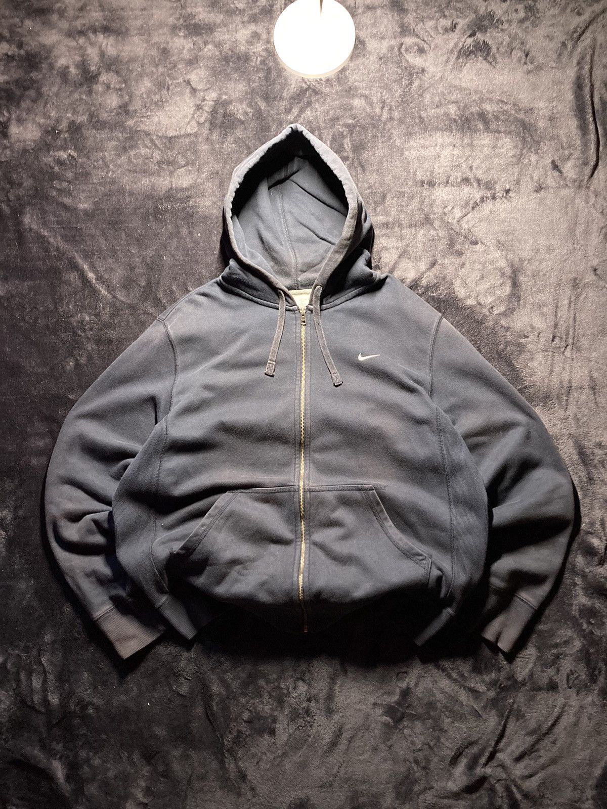 Nike × Vintage ⛩️Vintage Nike Zip Hoodie Navy Black Y2K baggy sun faded boxy Size US XL / EU 56 / 4 - 1 Thumbnail