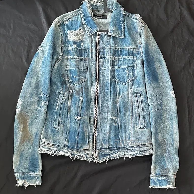 Amiri Amiri Size M The grease ruined the denim jacket Size US M / EU 48-50 / 2 - 1 Thumbnail