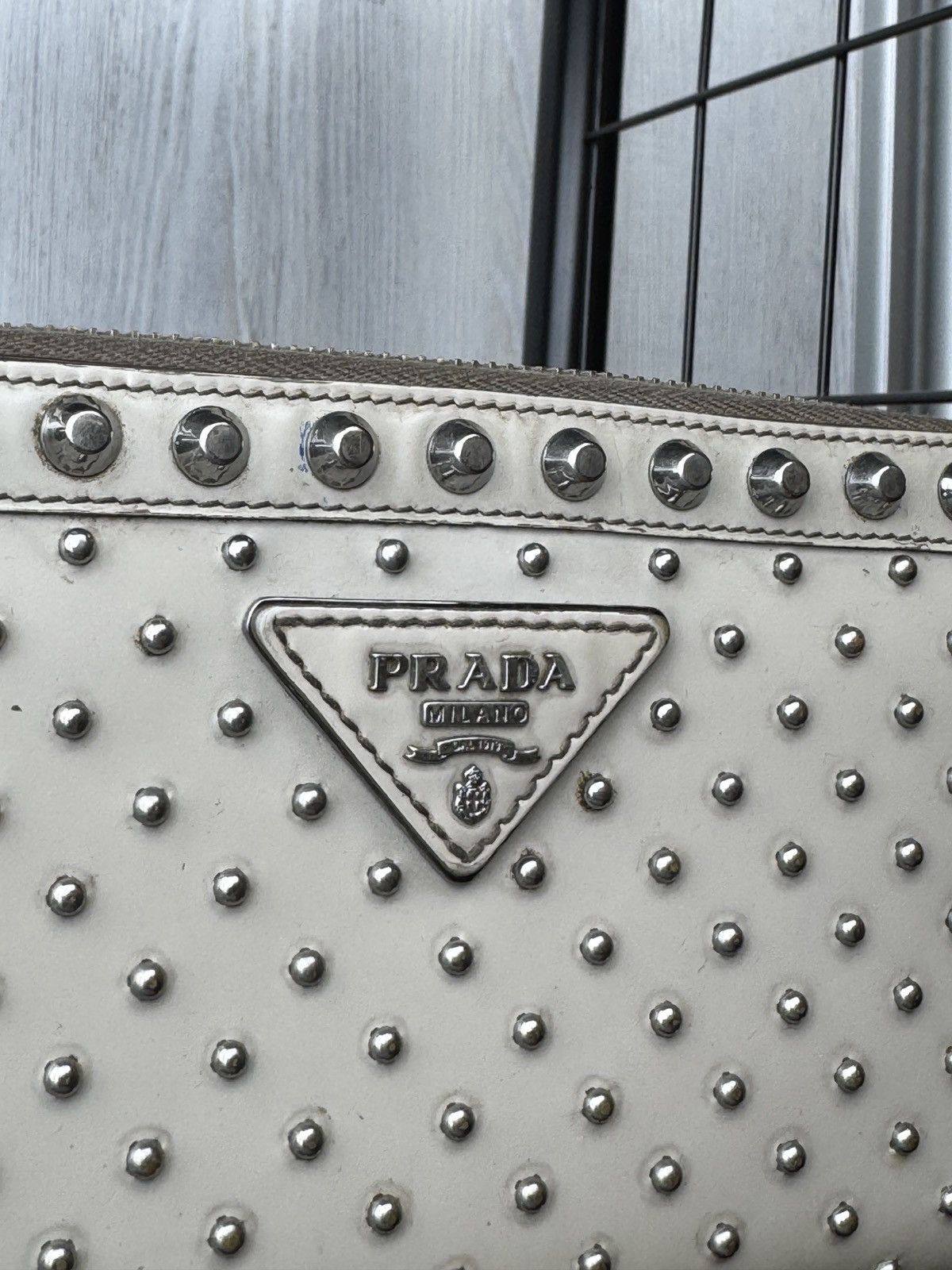 Prada PRADA WALLET STUDDED PURSE GRAY CARDS STUDDED WALLET Grey Size ONE SIZE - 7 Thumbnail