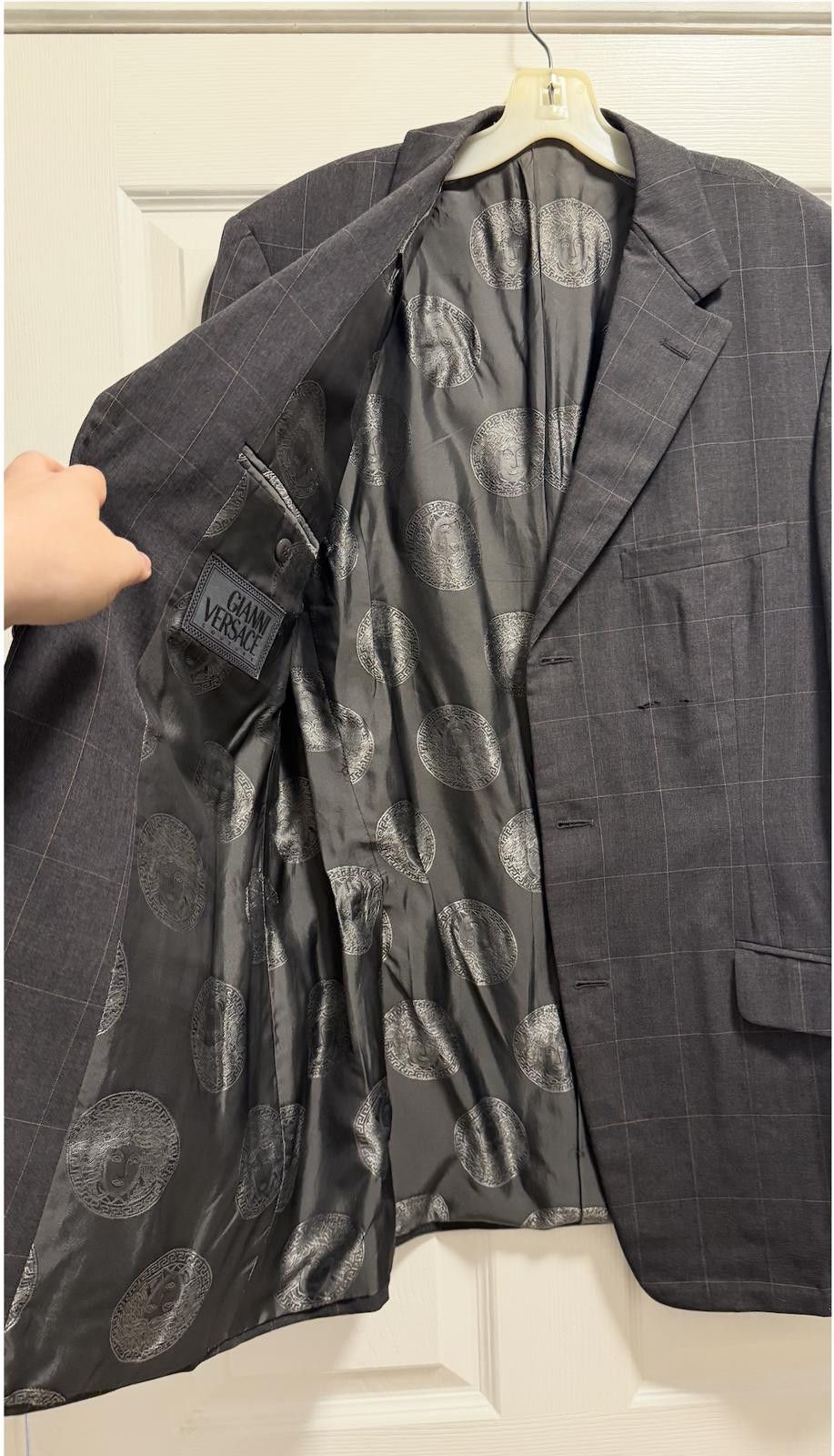 Designer Vintage Gianni Versace Couture Grey Wool Blazer Made in Ital Size 40R - 5 Thumbnail