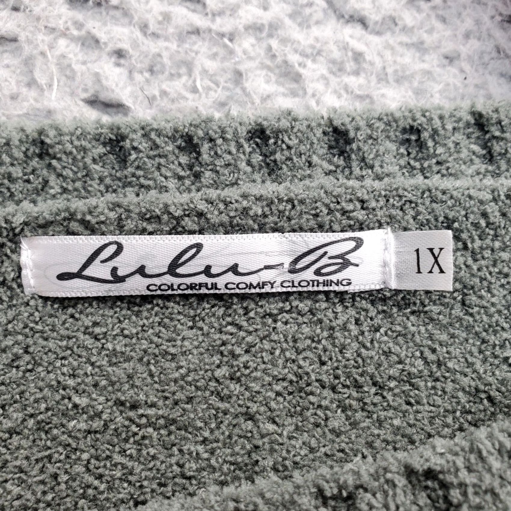 Vintage Lulu B Womens 1X Green Patch Pocket Textured Fleece Sweater Long Sleeve Pullover Cardigan? Size XL / US 12-14 / IT 48-50 - 5 Thumbnail