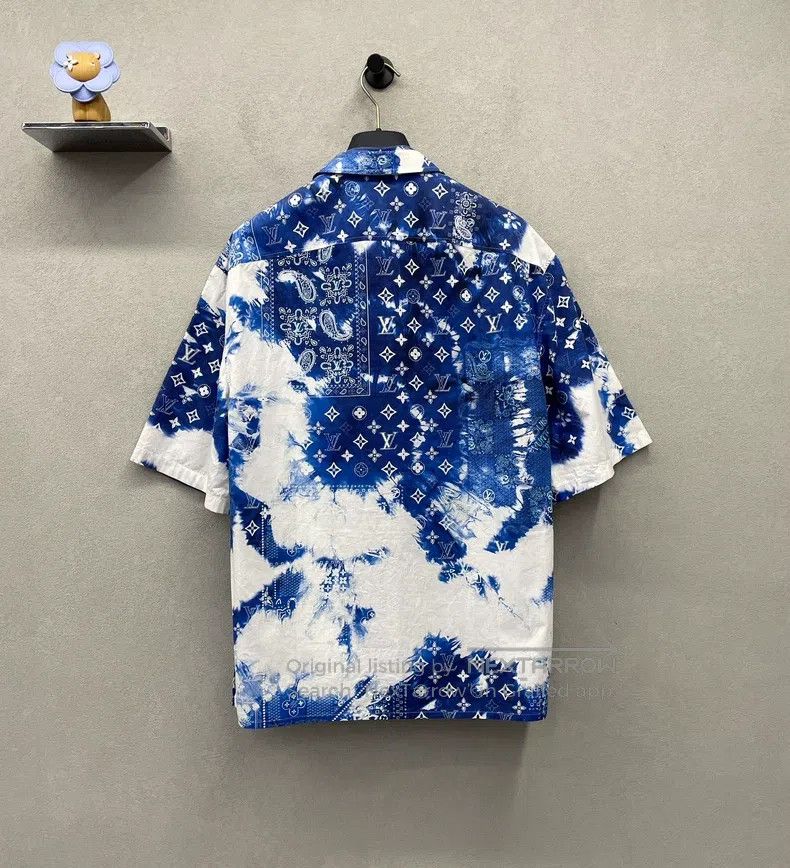 Louis Vuitton Louis Vuitton Blue and white tie-dyed short sleeve shirt Size US M / EU 48-50 / 2 - 2 Thumbnail