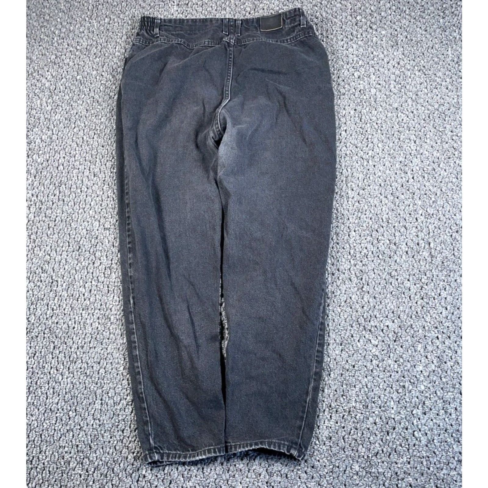 Vintage VTG 90s Faded Black Mom Jeans Women's 18 (34 x 28) Black Denim High Waist Taper Jeans Womens Size 40" / US 18 - 2 Thumbnail