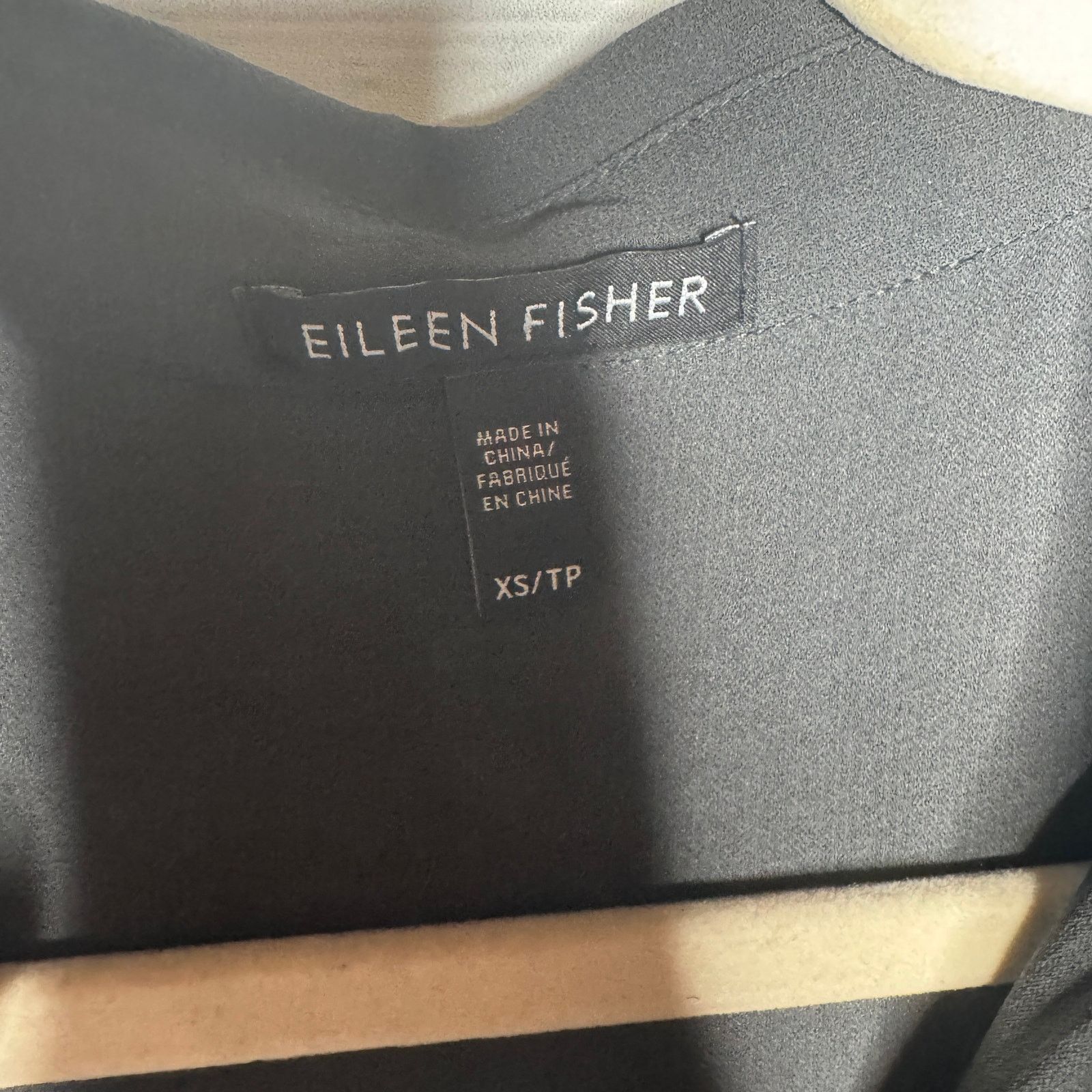 Eileen Fisher Eileen Fisher XS Black 100% Silk Button Tunic Shirt Dress Size XS / US 0-2 / IT 36-38 - 3 Thumbnail