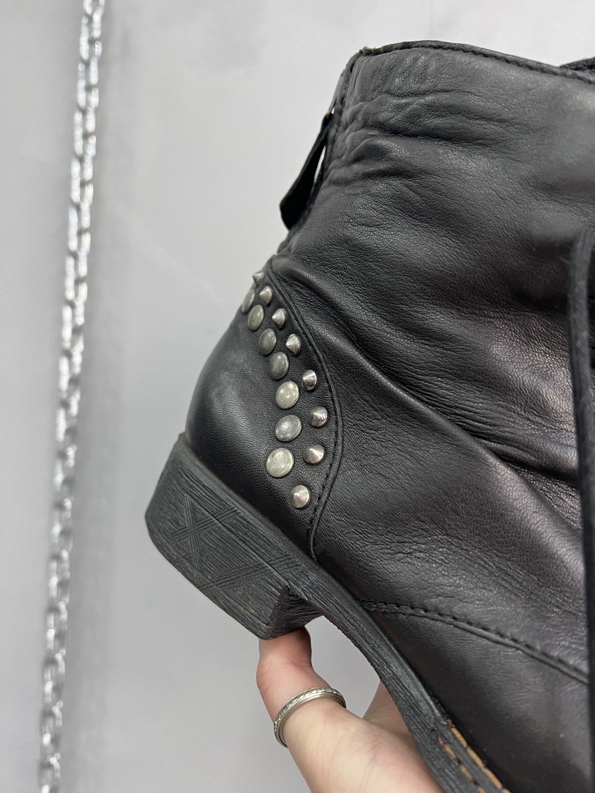 Hedi Slimane Lace-up black leather boots rock A.S 98 vintage style Size US 8 / EU 41 - 3 Thumbnail