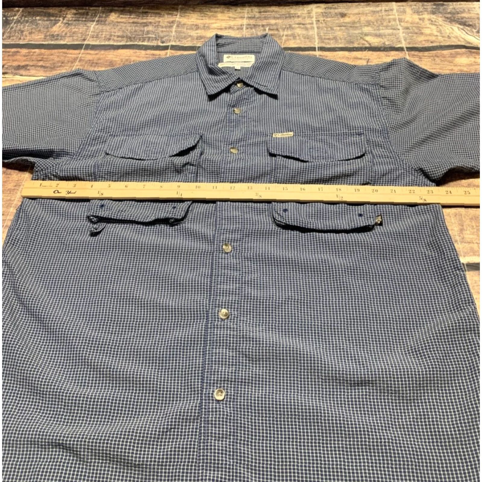 Vintage Columbia GRT Sportswear Mens Short Sleeve Button-Down Blue White Plaid Shirt Size US 31 - 6 Thumbnail