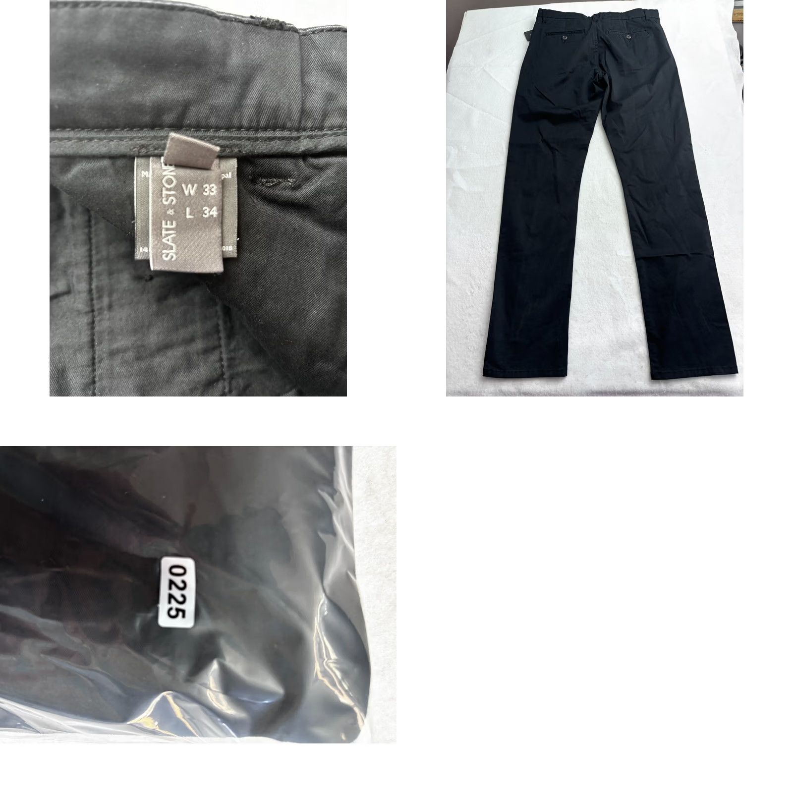 Vintage Slate & Stone Pants Mens 33 Black Sam Slim Fit Chino Button Zip Pockets 33x34 New Size US 33 - 8 Thumbnail