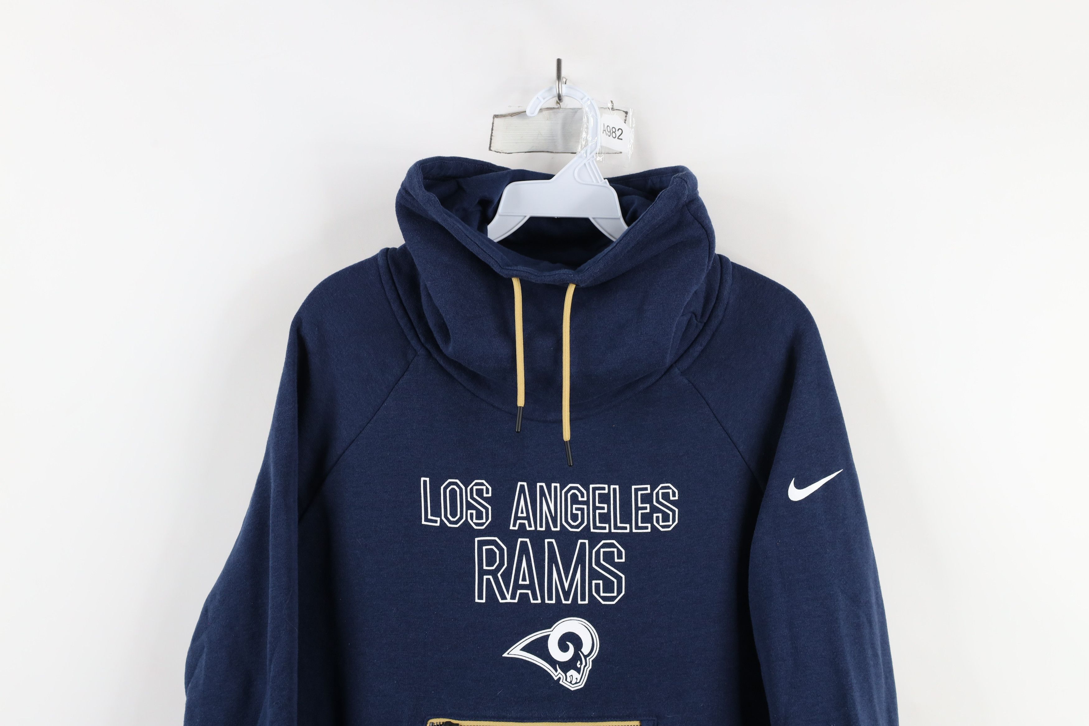 Nike × Vintage Nike Spell Out Los Angeles Rams Funnel Neck Sweatshirt Blue Size M / US 6-8 / IT 42-44 - 2 Thumbnail