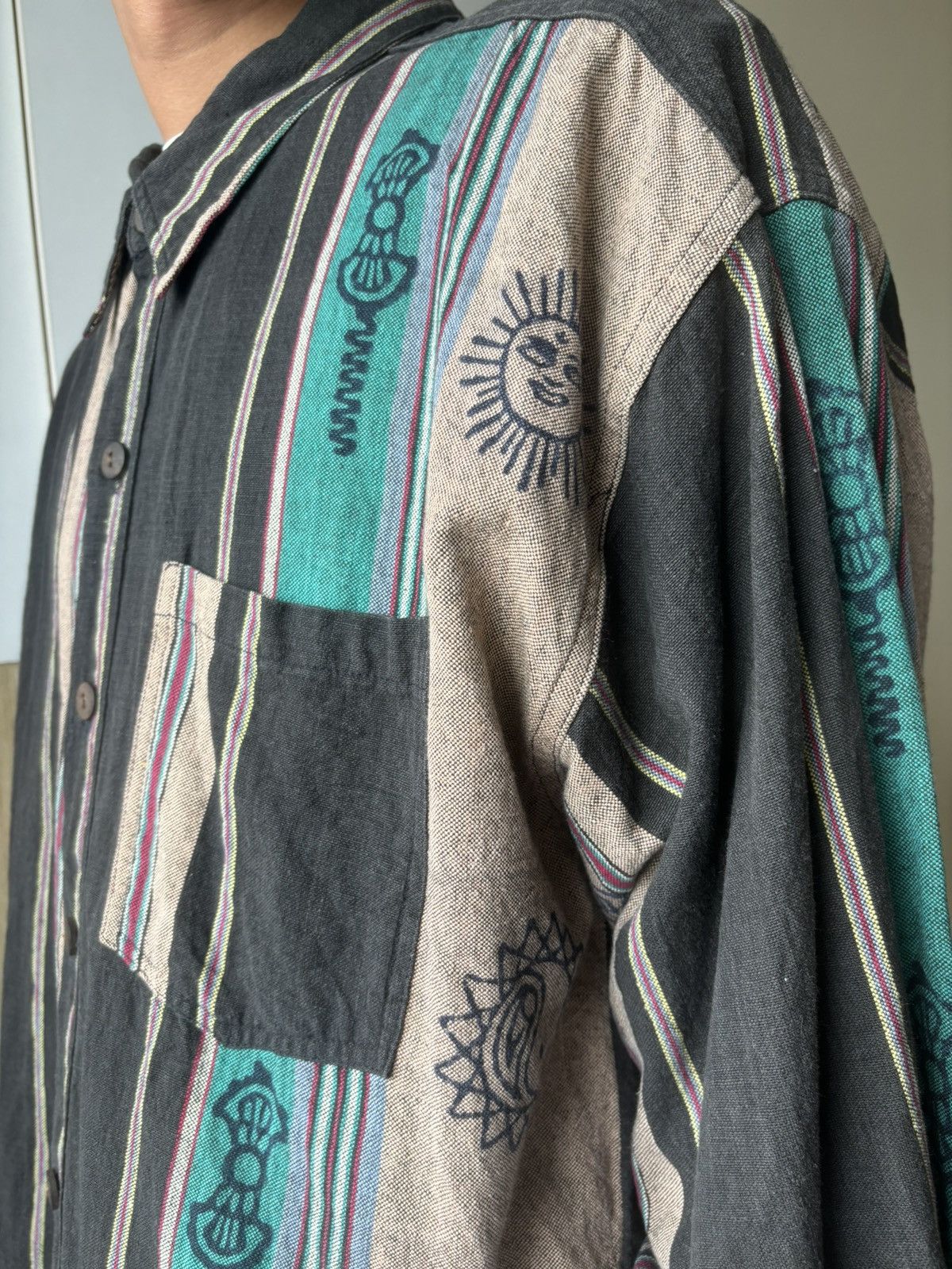 Handmade × Vintage Nepalese Button-up Shirt with Hand Blockprinted design Size US M / EU 48-50 / 2 - 7 Thumbnail