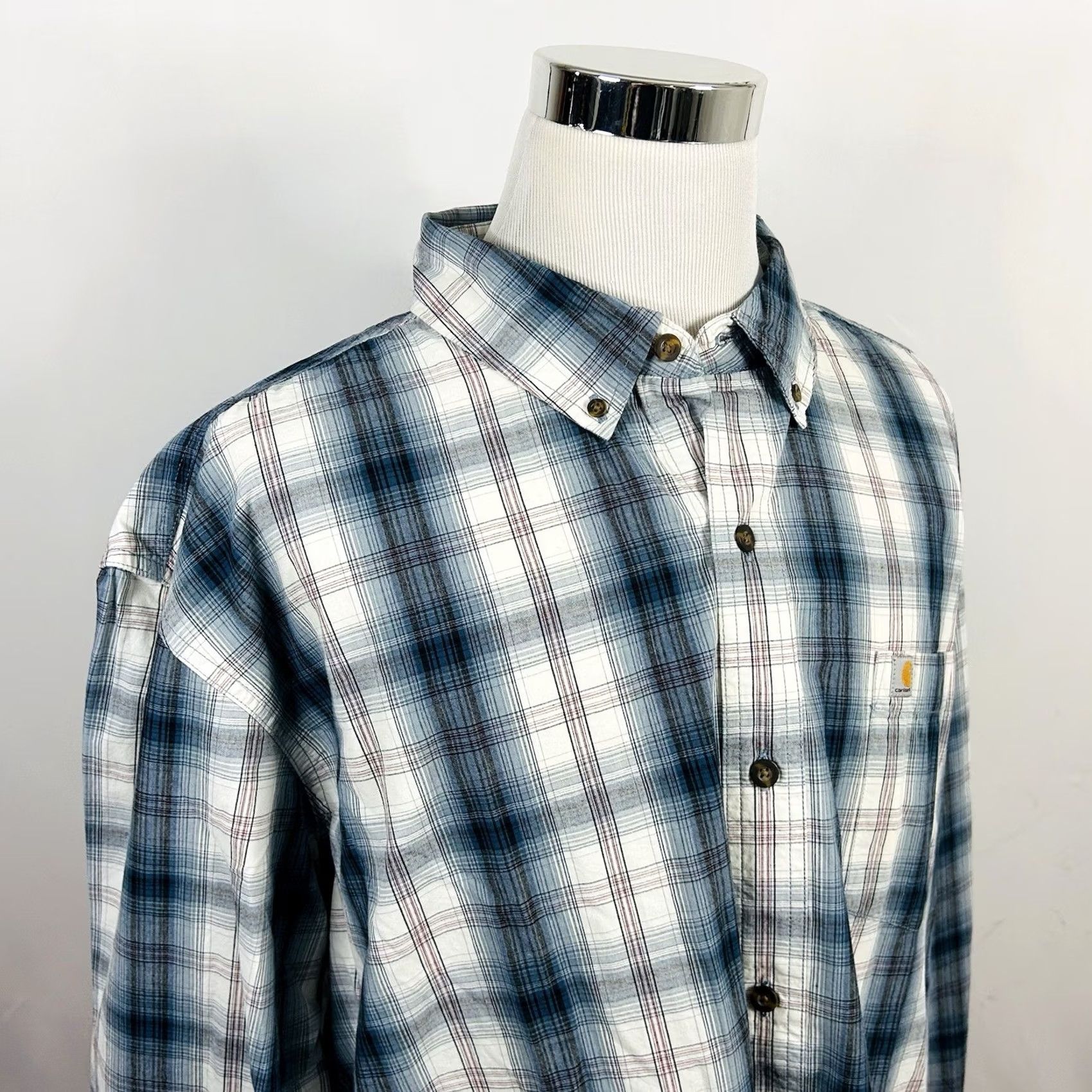Carhartt Carhartt Shirt Button-Up Plaid 3XL Regular Fit Cotton Blue Red White Casual Workwear Mens NWT Size US XXL / EU 58 / 5 - 2 Thumbnail