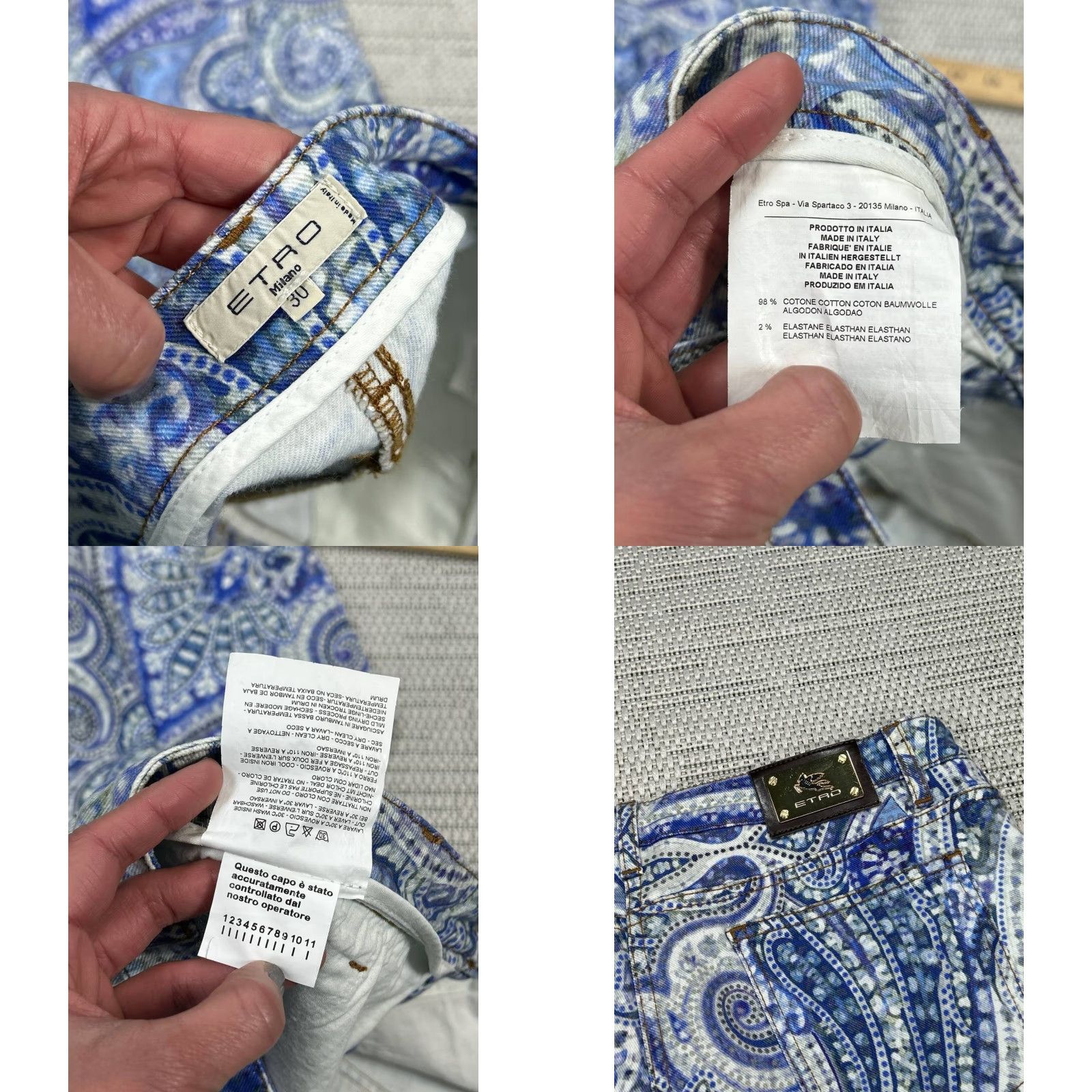 Etro Etro Jeans Womens 30 Blue Denim Paisley Mid Rise Skinny Leg 30x26 Size 30" / US 8 / IT 44 - 8 Thumbnail