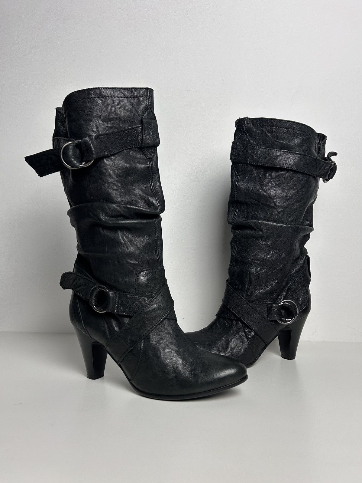 Other Vintage Italian leather heeled boots with buckles Size US 8 / IT 38 - 2 Thumbnail