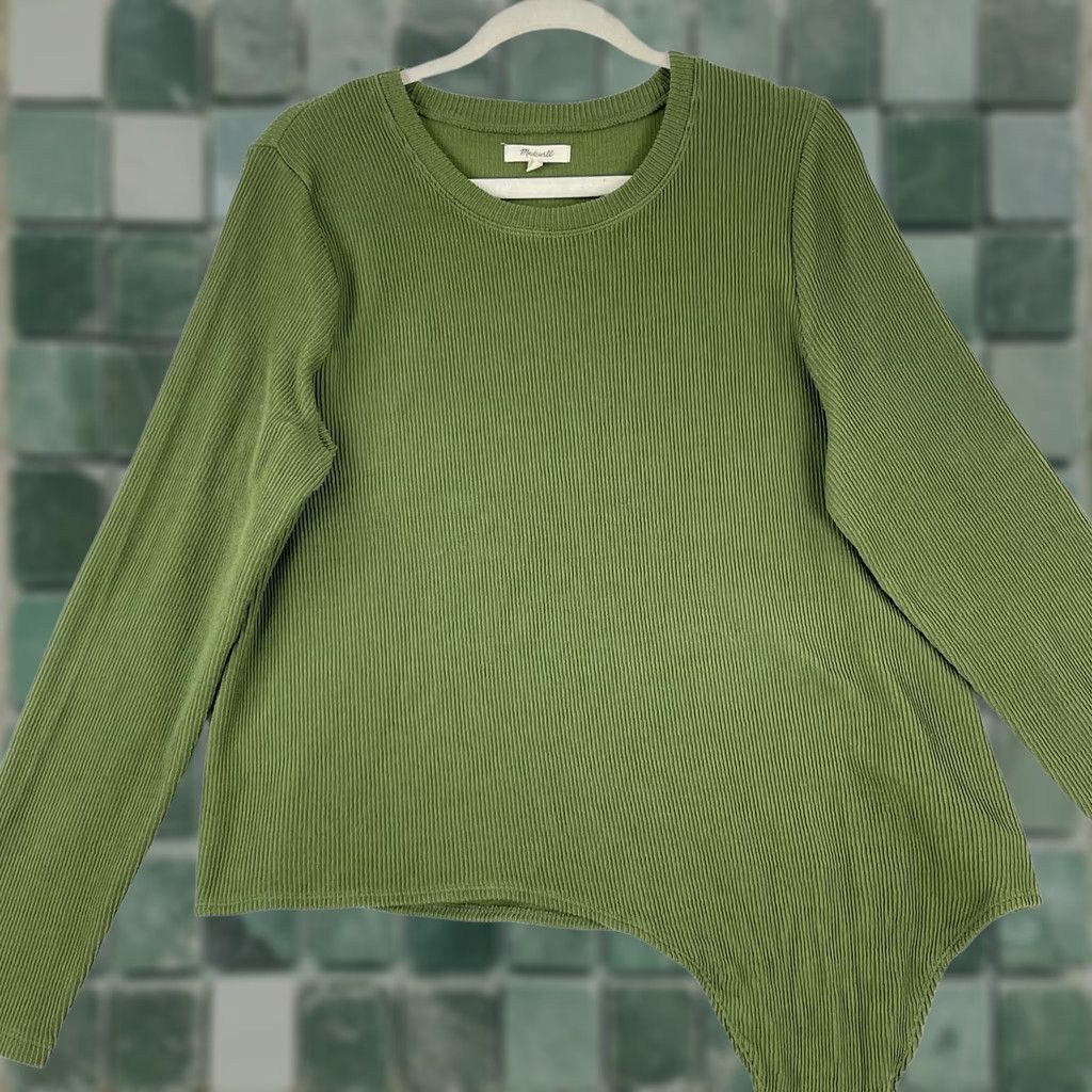 Madewell Madewell T-Shirt Womens Size XL Green Ribbed Side Knot Long Sleeve Pullover Knit Size XL / US 12-14 / IT 48-50 - 1 Thumbnail