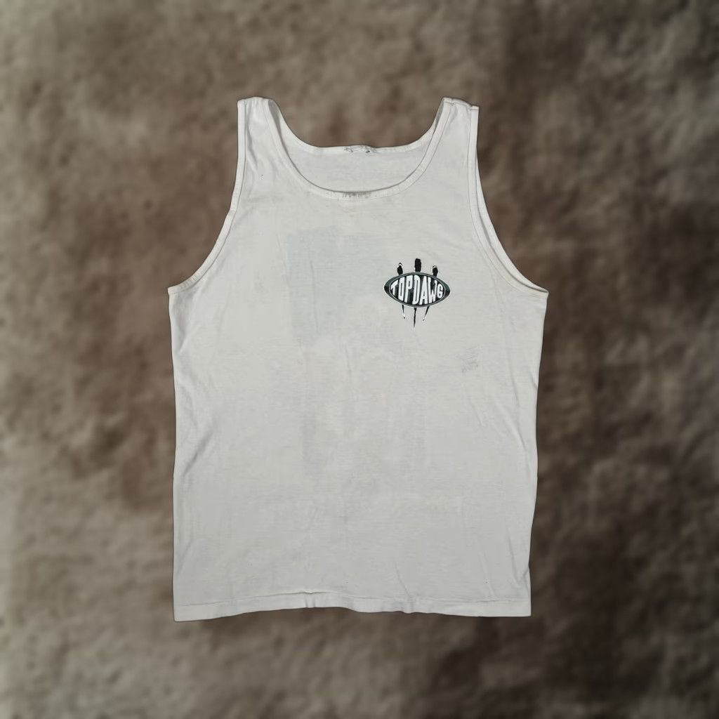 Vintage VINTAGE Top Dawg Tank Shirt Mens M White Basketball Graphic Print 90s Sleeveless Round Neck Cotton Size US M / EU 48-50 / 2 - 1 Thumbnail