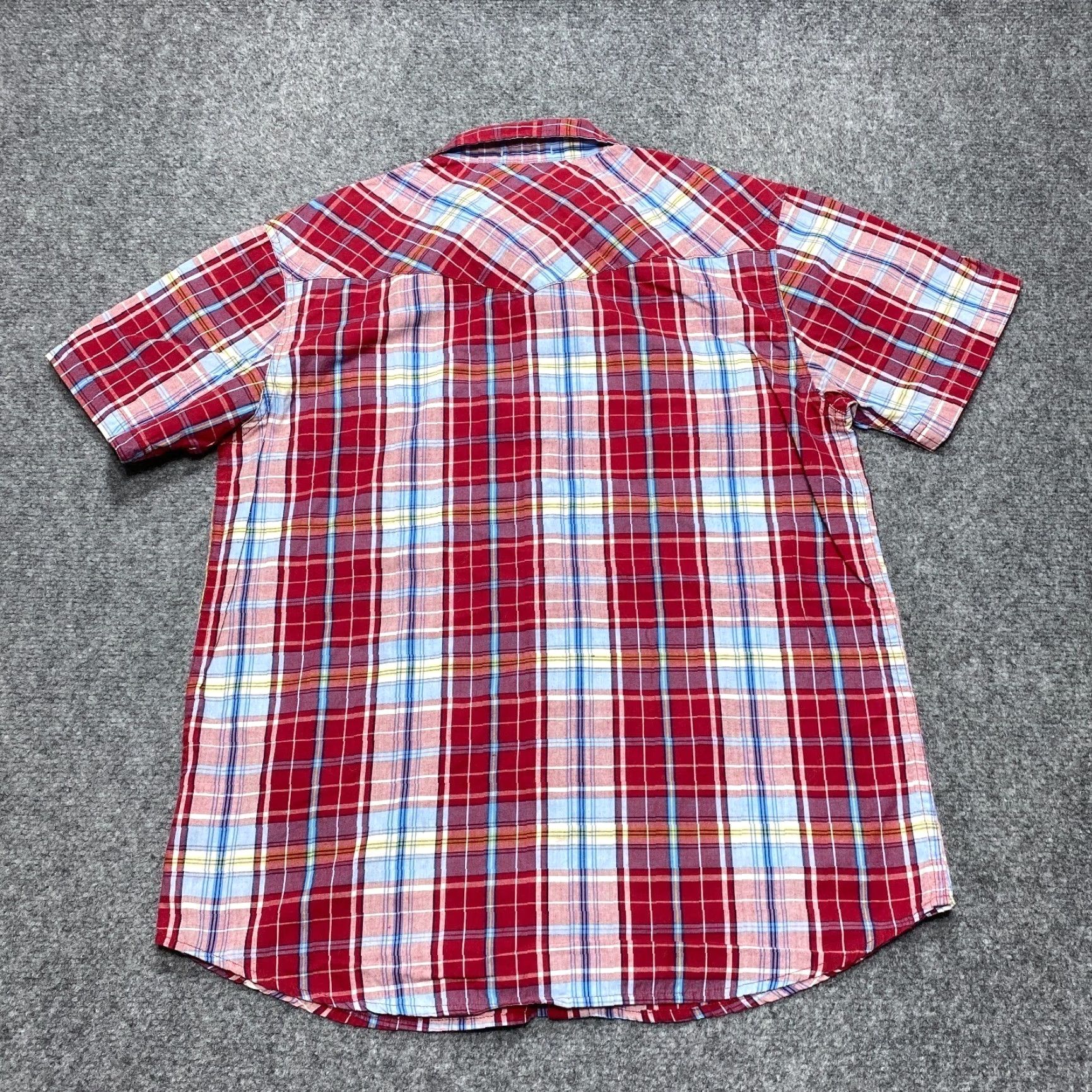 Levi's Levis Shirt Men M Red Plaid Pearl Snap Western Cowboy Flap Pocket Button-Up Short Sleeve Crew Neck Collared Size US M / EU 48-50 / 2 - 5 Thumbnail