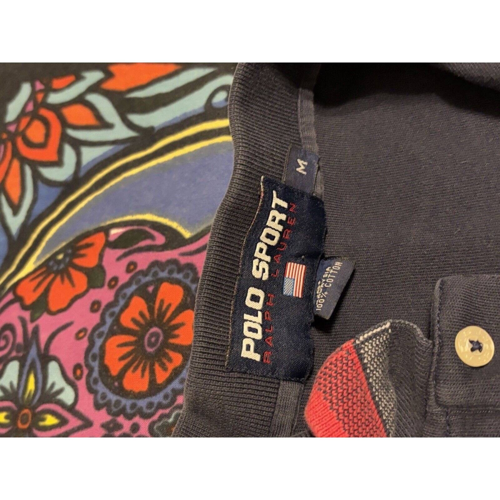 Ralph Lauren vintage spellout collar polo sport long sleeve blue size M Size US M / EU 48-50 / 2 - 4 Thumbnail