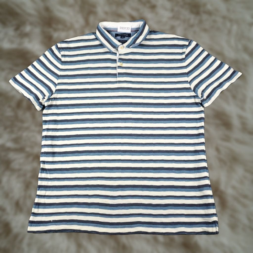 Tommy Hilfiger Tommy Hilfiger Shirt Mens XL Blue Striped Polo Cotton Logo Button Front Classic Preppy Mens Size US XL / EU 56 / 4 - 1 Thumbnail