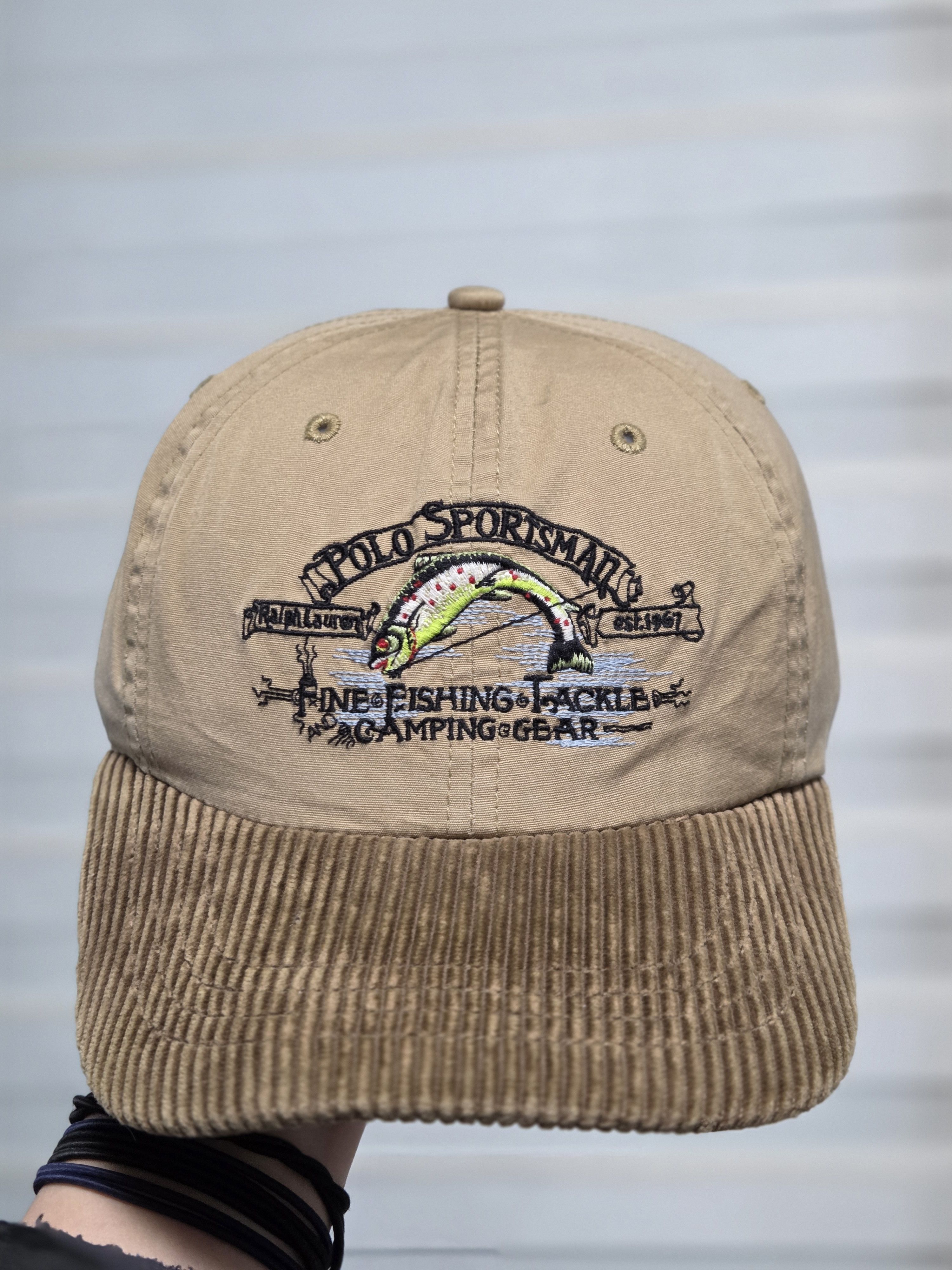 Vintage Polo Ralph Lauren Sportsman trout Corduroy Hat Cap
