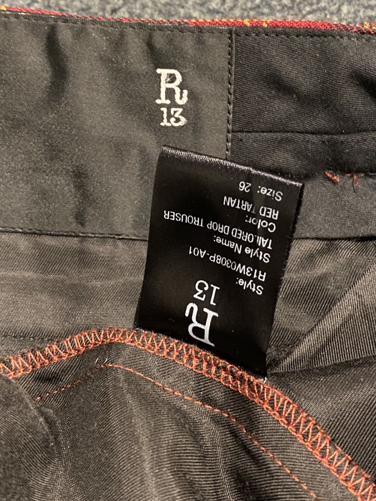 R13 R13 Red Tailored Drop Trousers Size 33" - 4 Thumbnail