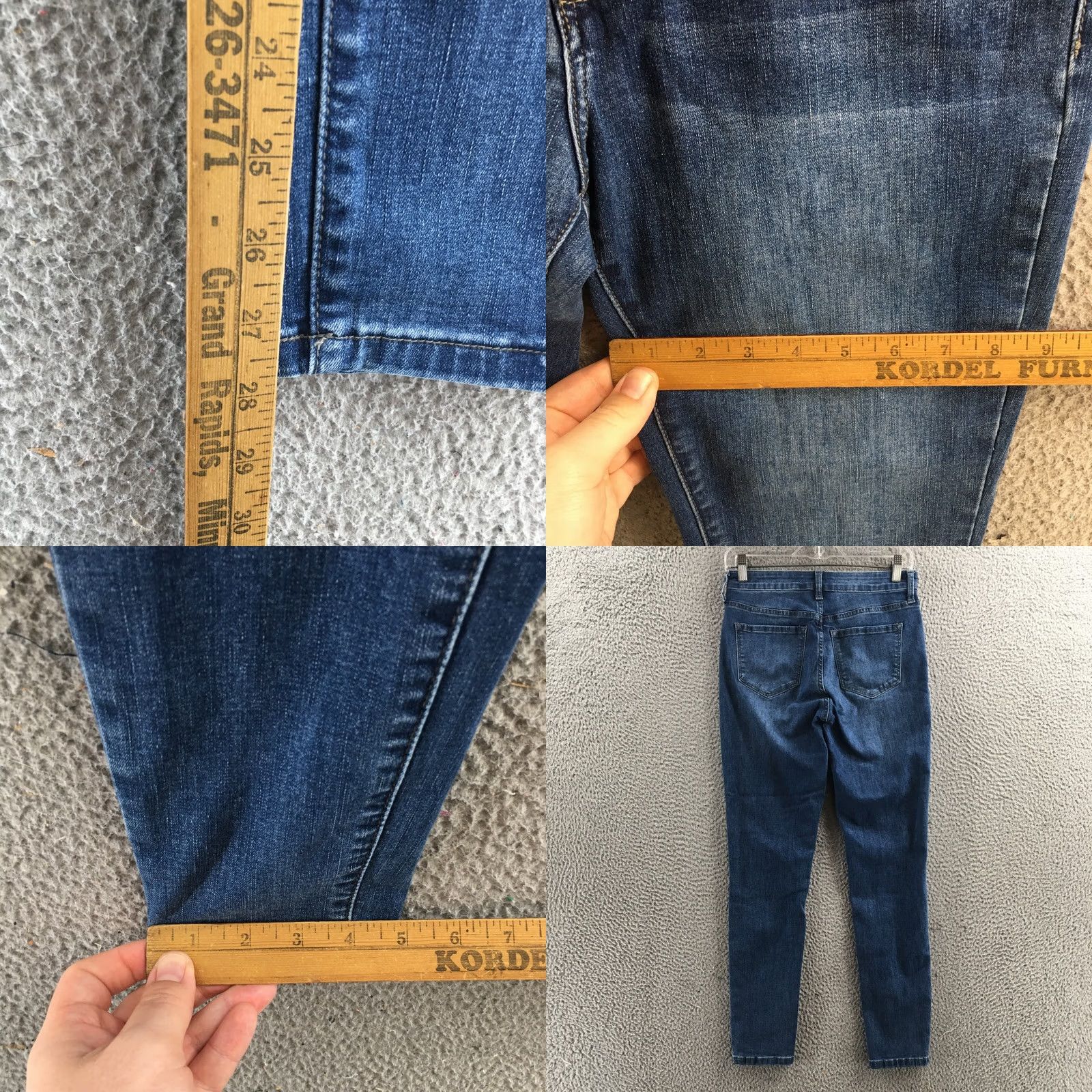 Vintage Kancan Skinny Jeans Womens 27 Blue Denim Mid Rise Zip Fly Pockets Jeans 28 Inseam Size 27" / US 4 / IT 40 - 8 Thumbnail