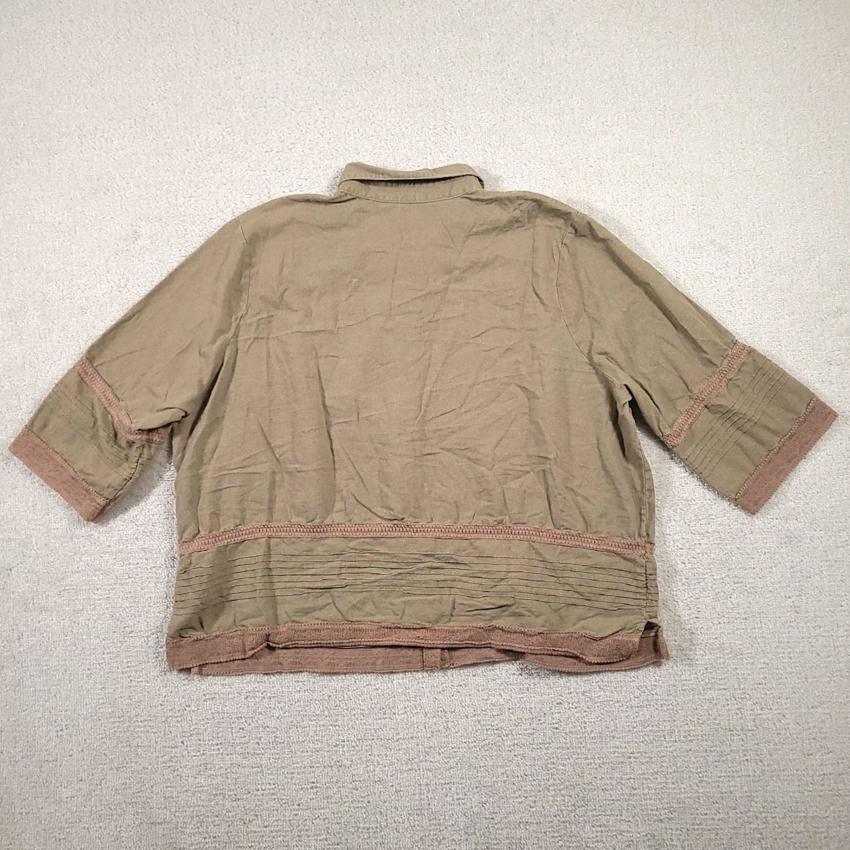 Vintage VINTAGE CJ Banks Womens Shirt 3X Beige Linen Blend 3/4 Sleeve Button Up Womens Size XXL / US 16-18 / IT 52-54 - 6 Thumbnail
