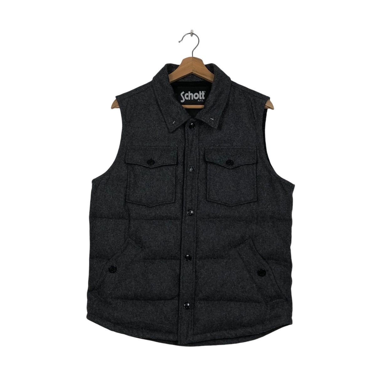 Schott × Vintage 📌Vintage Biker Puffer Vest Jacket Schott N.Y.C Size US M / EU 48-50 / 2 - 2 Thumbnail
