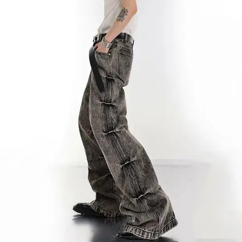 Designer Black washed Distressed jeans Opium style Size US 32 / EU 48 - 3 Thumbnail