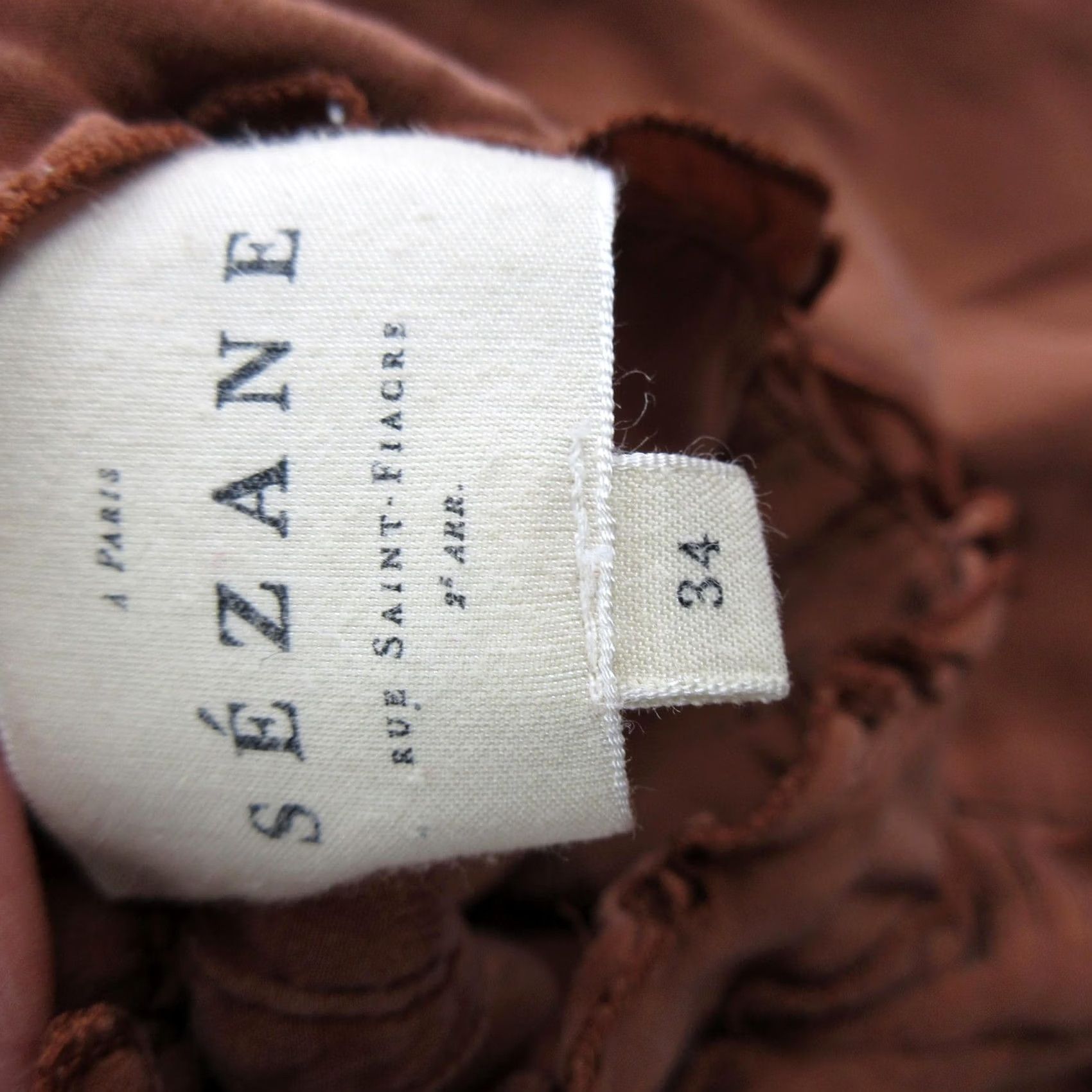 Vintage Sézane Blouse Womens 34 Orange Silk High Neck Ruffle Pleated Long Sleeve Top Size XXS / US 00 / IT 34 - 6 Thumbnail