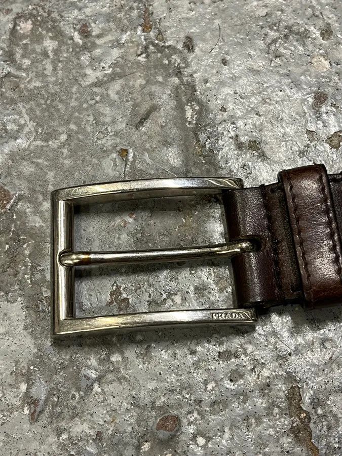 Designer × Prada × Vintage Prada Brown Leather Belt Size ONE SIZE - 5 Thumbnail