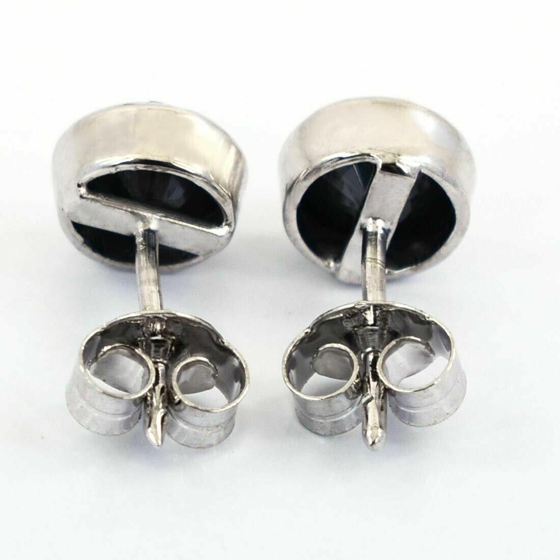 Handmade Black Diamond Bezel Set Sterling Solitaire Studs 3.10 Cts Size ONE SIZE - 3 Thumbnail