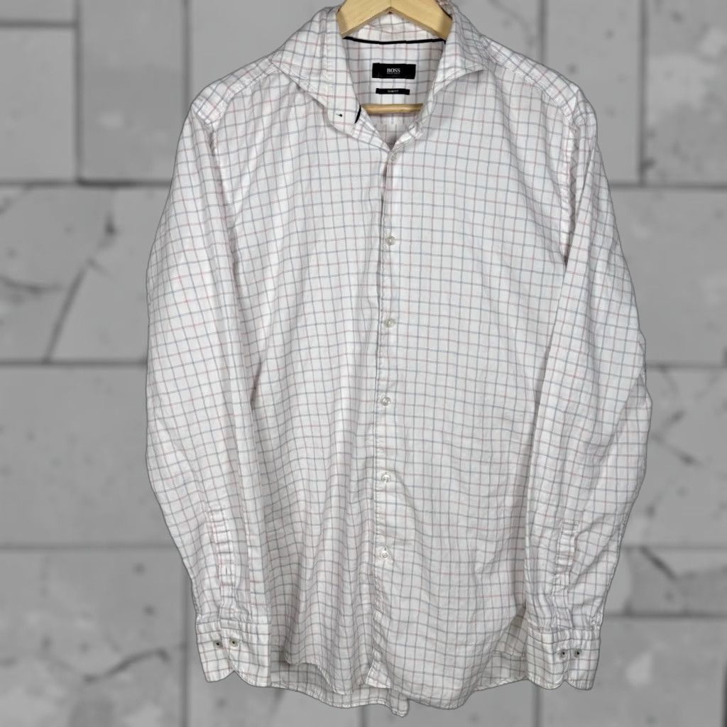 Hugo Boss Hugo Boss Slim Fit Plaid Long Sleeve Button Down Mens Size L Size US L / EU 52-54 / 3 - 1 Thumbnail