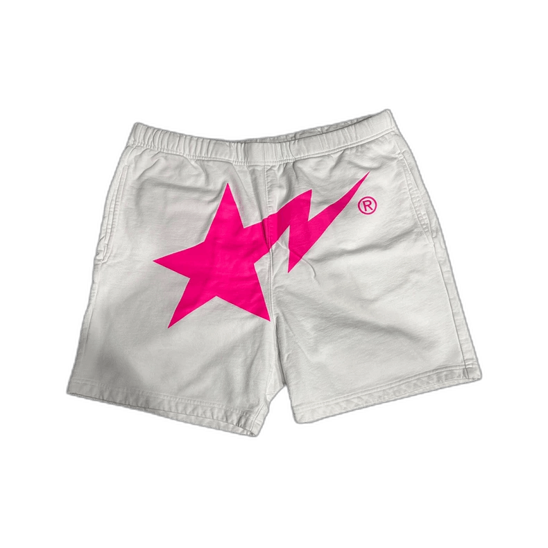 Bape Bape Sta White Pink Star Athletic Shorts Size US 34 / EU 50 - 1 Thumbnail