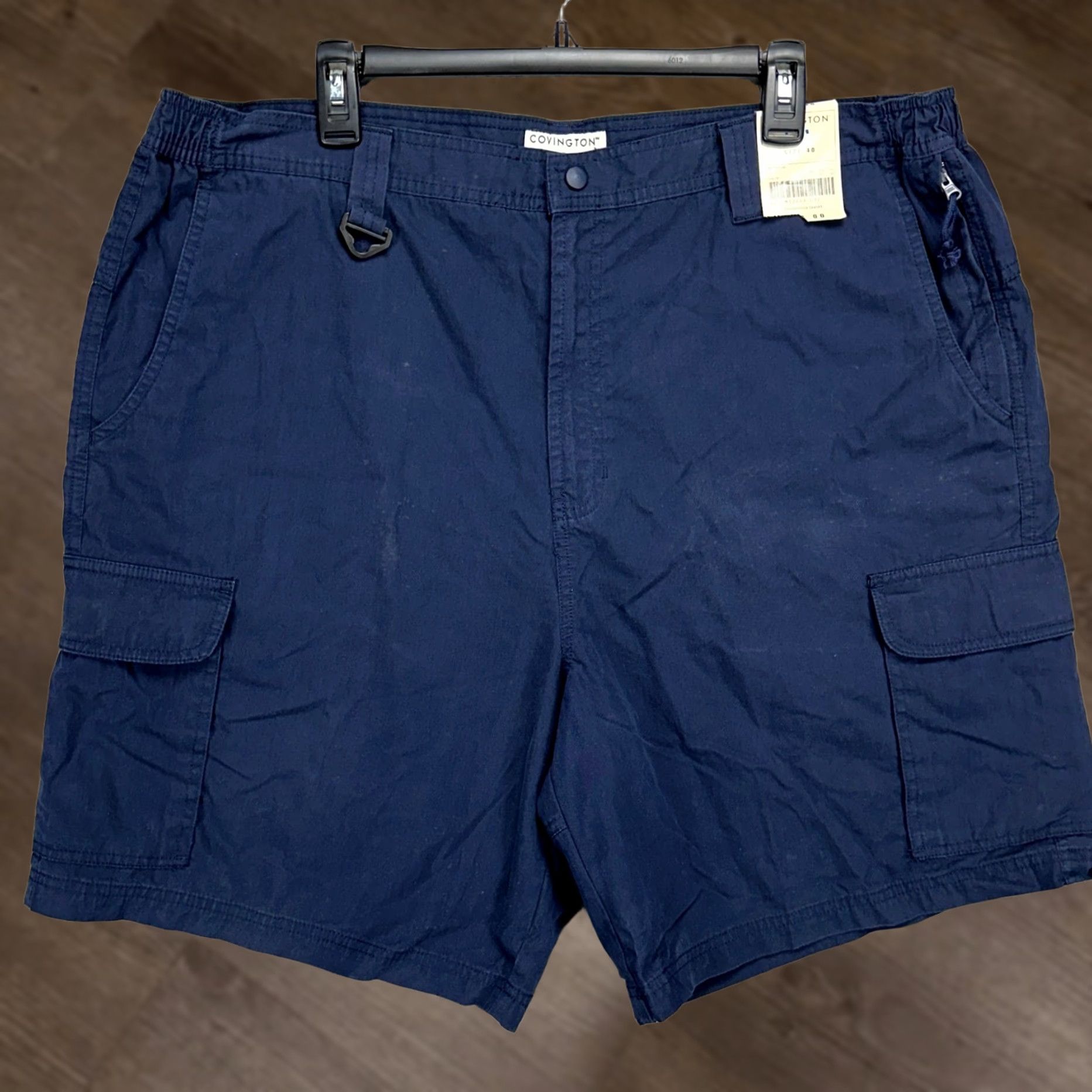 Vintage VINTAGE Covington Men Cargo Shorts 40 Navy Blue Flat Front Stretch Waist Nylon Blend NEW Size US 40 / EU 56 - 1 Thumbnail