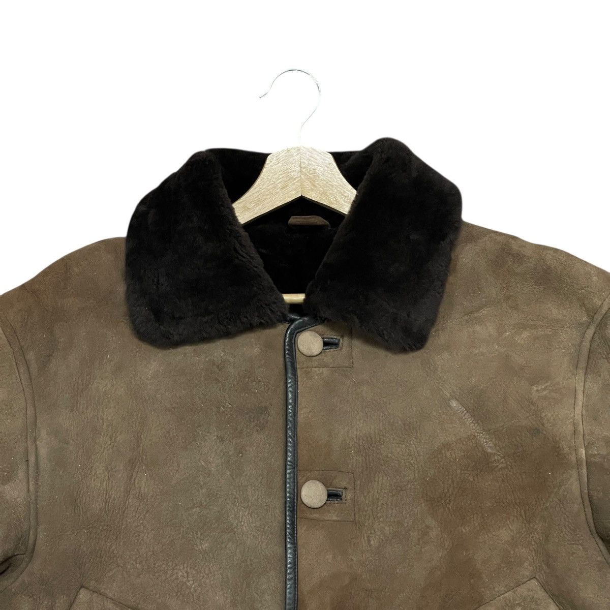 Leather Vintage Brown Suede Sheepskin Leather Shearling Jacket Size US M / EU 48-50 / 2 - 6 Thumbnail